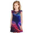thumbnail image 1 of Balery Cosmic Cat Psychedelic Journey Camisón de princesa para niñas, pijama de algodón con mangas abullonadas, suave y bonito.-Medium, 1 of 6