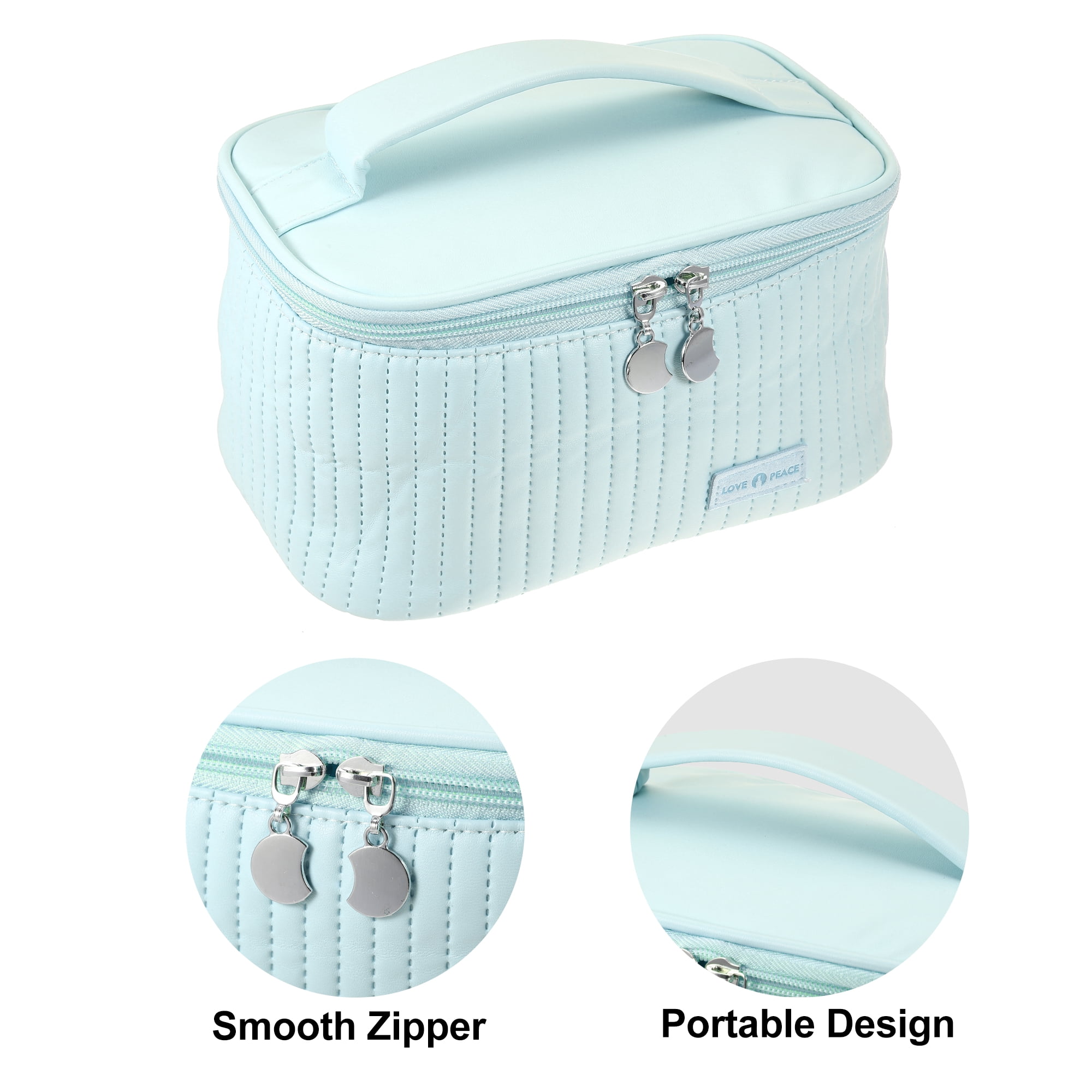Unique Bargains Floral Makeup Bag Zipper Flower Cosmetic Pouch Blue