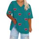 thumbnail image 1 of Camisetas de Verano de las Mujeres con Cuello en V de Manga Corta Impresa, Camiseta Deportiva para Uso Casual Y Diario, 1 of 4