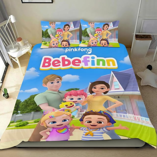 Tiempo de Juego Bebefinn Conjunto de sábanas temático, trío de piezas, cómodo y amigable con la piel, diseño único, regalo de decoración para el hogar para familiares, amigos y fans, 90 cm * 190 cm