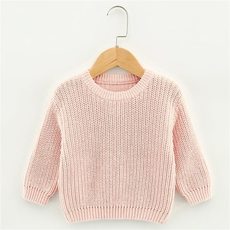 

Hunpta Kids Baby Girl Boy Crewneck Long Sleeve Solid Sweater For Knitted Sweater Autumn Winter Warm Pullover Tops Coat Jacket