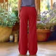 thumbnail image 7 of BXJX Womens Corduroy Pants, Casual Elastic Waist Drawstring Fall Winter Straight Leg Trousers with Pockets Red Size XL, 7 of 7