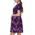 thumbnail image 2 of Honeii Purple Dreamcatcher Print Women’s Short Sleeve Dress, Comfortable Casual Dress, Soft Polyester Spandex Blend, Stylish Everyday Wear for Summer, Perfect for Travel and Vacation, 2 of 6