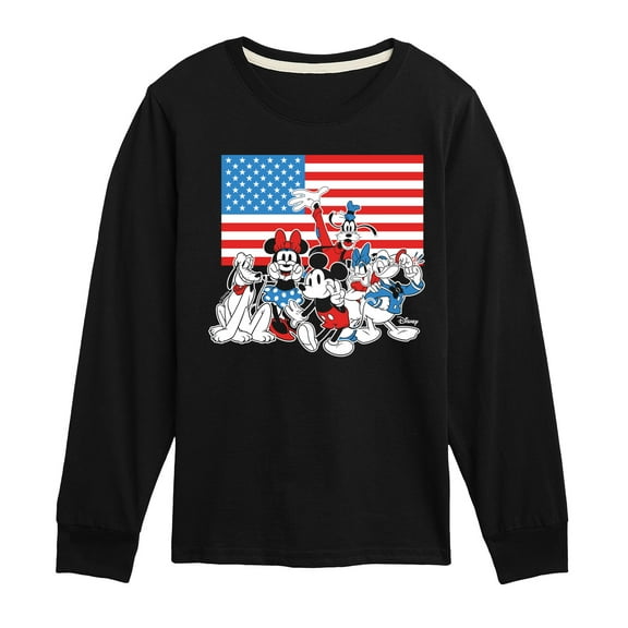 Disney - Mickey And Friends Flag - Toddler & Youth Long Sleeve Graphic T-Shirt