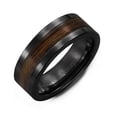 thumbnail image 1 of Men's Black Ceramic Ring with Wood Inlay, 1 of 4