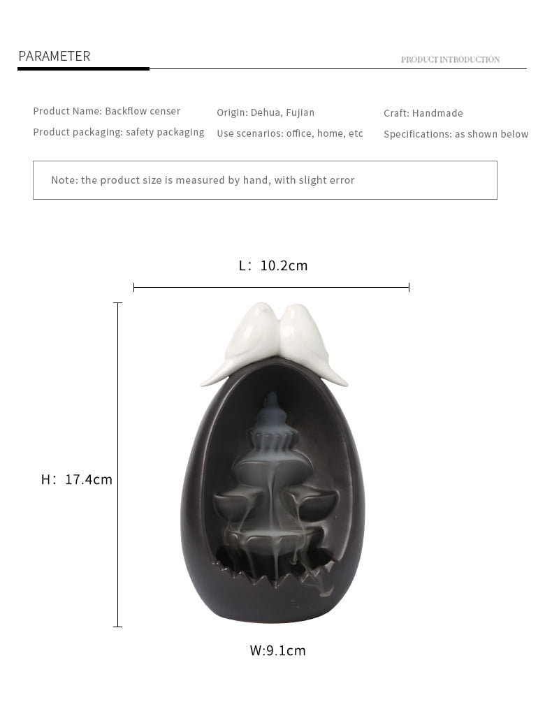 Ncense Burner Incense Holder Ceramic Backflow Incense Burner Creative Alpine Flowing Water Backflow Incense Burner Home Decoration Waterfall Incense Burner (Color : Couple Tiancheng)