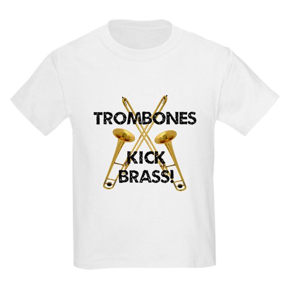 CafePress - Trombones Kick Brass T Shirt - Light T-Shirt Kids XS-XL