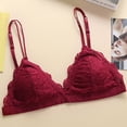 thumbnail image 7 of Jinhomg Women's Lace Bralettes Triangle Wireless Bras with Adjustable Straps V Neck Soft Unpadded Scalloped bras Wine 707580AB, 7 of 7