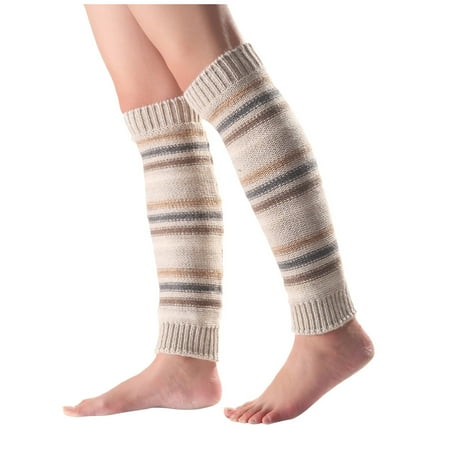 

Women Socks Mixed Color Woollen Long Over Knees Leg Warping Knitted Boot Cover Socks