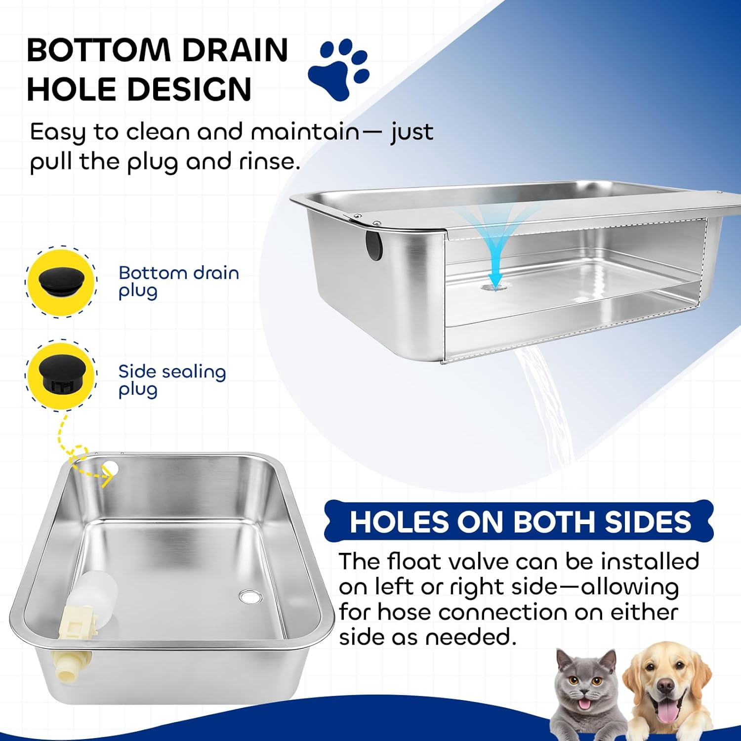 Automatic Dog Water Bowl Dispenser, 3 Gallon/11.6L Pet Water Dispenser for Cats and Large Dogs, 304 Stainless Steel Self Filling Auto Dog Water Feeder Outdoor Chicken Waterer for Livestock