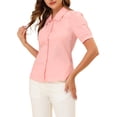 thumbnail image 4 of CAMISA DE ALGODÓN ELEGANTE DE MANGA CORTA CON BOTONES PARA MUJERES CHIC INSPIRADORAS TAMAÑO 5 M, 4 of 6