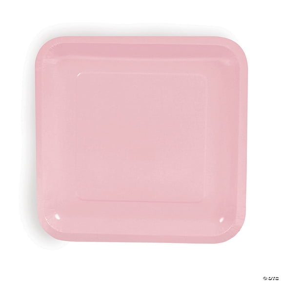 Light Pink Square Paper Dinner Plates - 24 Count