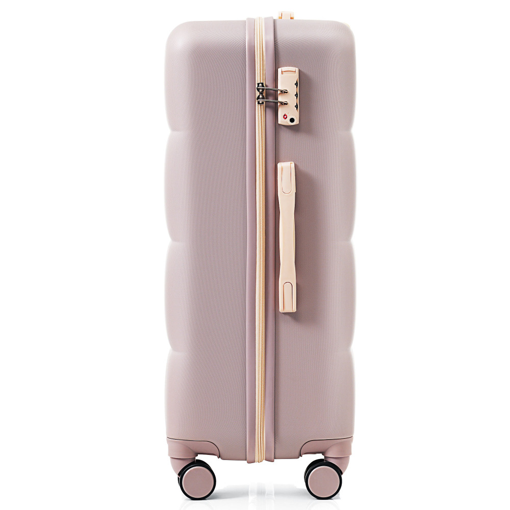 DECMAY 3-Piece ABS Luggage Set with Spinner Wheels and Cup Holder, Airline Carry-On Approved