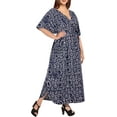 thumbnail image 3 of HAPPY BAY Women's Summer Batik Sleepwear Caftan Maxi Loungewear Dashiki House Dress with Pockets Nightgowns for Women 1X-2X Chathams, Floral, 3 of 5