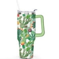 thumbnail image 2 of 40oz Cactus Seamless Pattern Stainless Steel Flip Straw Tumbler Spill Proof Travel Cup Double Wall Vacuum Insulated Coffee Mug with Top Handle, 2 of 6