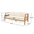 thumbnail image 3 of Edwin Mid-Century Modern Outdoor Patio Acacia Wood Sofa, Slat Design with Cushions, 73" Lounge Chair, Beige+Teak, 3 of 8