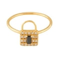 thumbnail image 4 of 18K Gold Plated Sterling Silver Black CZ Lock Fashion Ring, 4 of 6