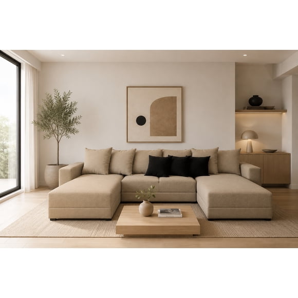 Sala Esquinera Modular en U El Bazar Store Oslo Lino Beige 160x290x160 cm 3 Piezas