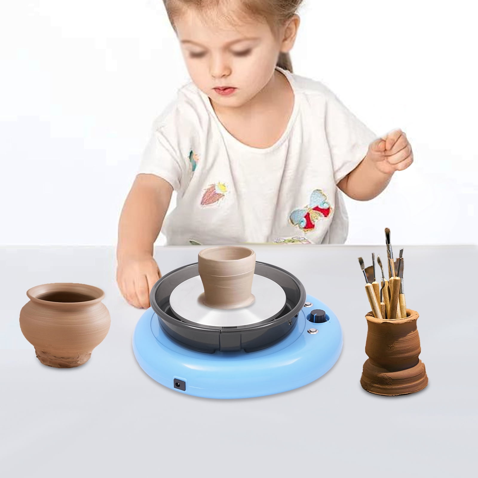 Fichiouy 60W Pottery Wheel Ceramic Wheel Forming Machine Adjustable Speed Clay Tools for DIY