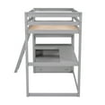 thumbnail image 6 of Twin Wood Loft Bed with Ladder and Guard Rail, Loft Bed with Storage Shelves and Two Built-in Drawers, Loft Twin Bed with Desk for Teenagers, Multiple Functions Bed(Gray), 6 of 8