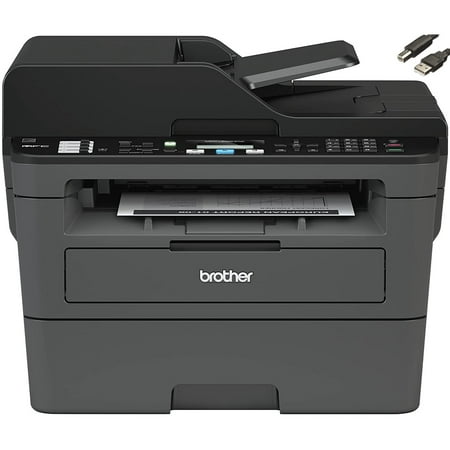 Brother MFC-L2690DW Monochrome Laser All-in-One Printer, Print Scan Copy Fax, Duplex Printing, Wireless Connectivity + Printer Cable