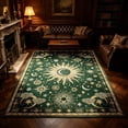 thumbnail image 5 of Hovilon Dark Green Boho Sun Moon Star Area Rug Vintage Astrology Floor Carpet, Crystal Velvet Non-Slip Washable Indoor Mat for Bedroom Living Room, 120x180 cm, 5 of 5