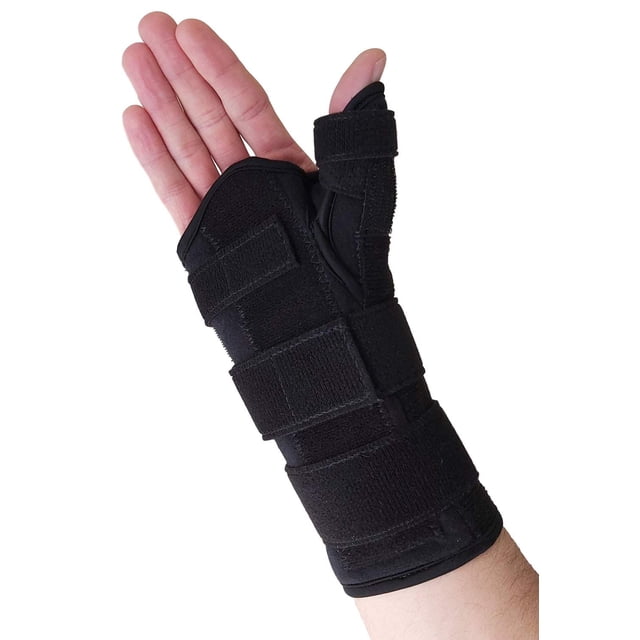 Férula ancha para muñeca y pulgar para pulgar derecho - Férula para muñeca y pulgar para soporte de esguinces, tendinosis, tenosinovitis de Quervain, fracturas o resbalones Rojo Verde