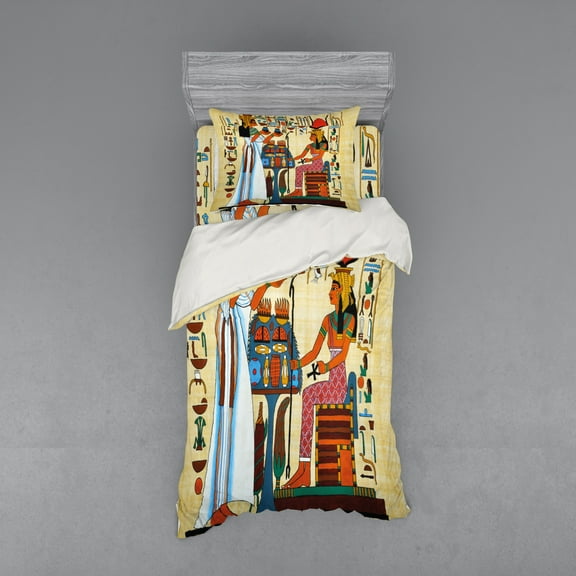 Ambesonne Retro Bedding Set 3 Pcs, Egyptian History, Twin, Multicolor