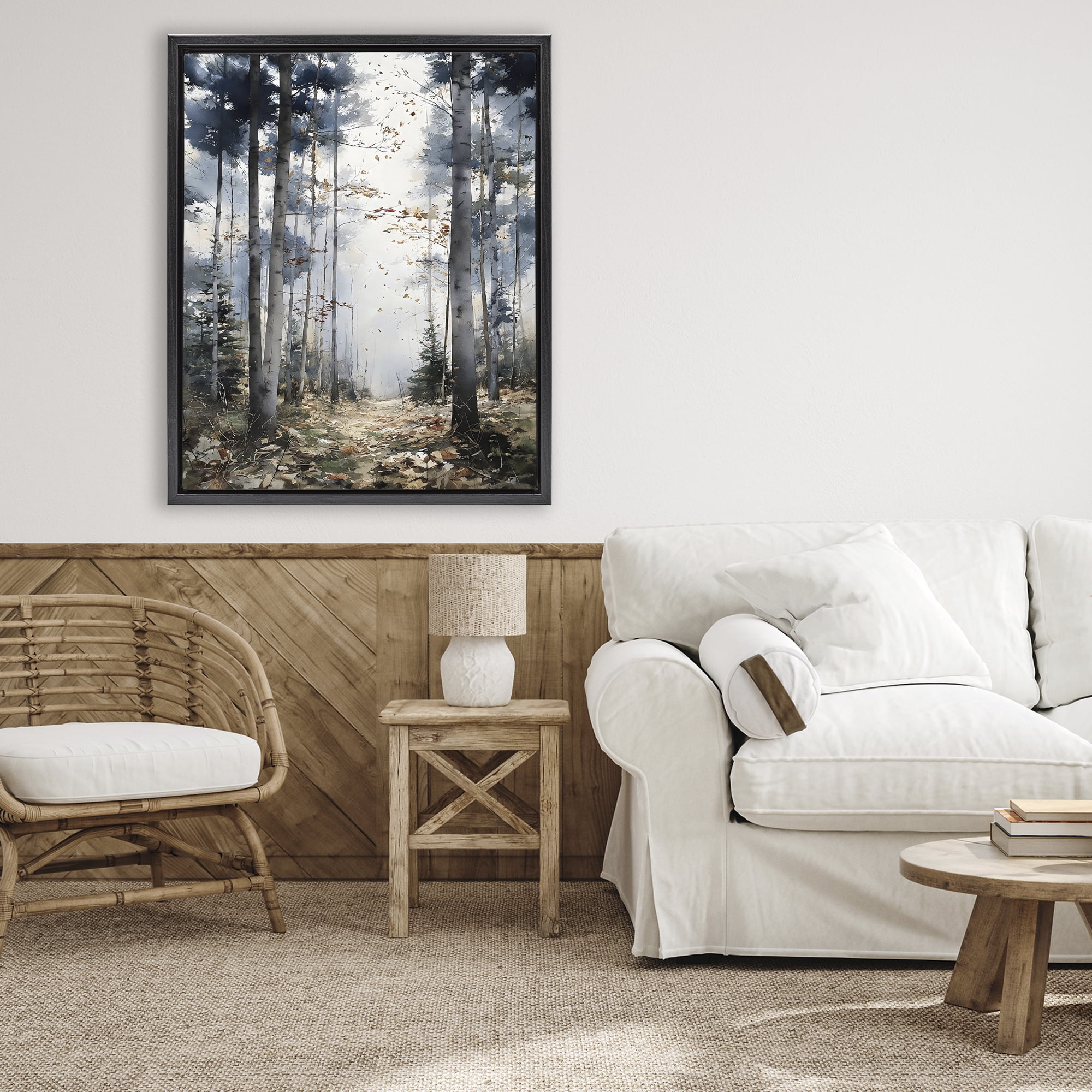 Stupell Industries Cold Woods Birch Forest Black Framed Floater Canvas Wall Art, design by Franklyn Gregory