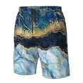 thumbnail image 5 of Kll Blue Marble Gold Foil And Glitter Decor Men'S Casual Summer Beach Shorts Hawaiian Shorts With Pockets-X-Large, 5 of 9