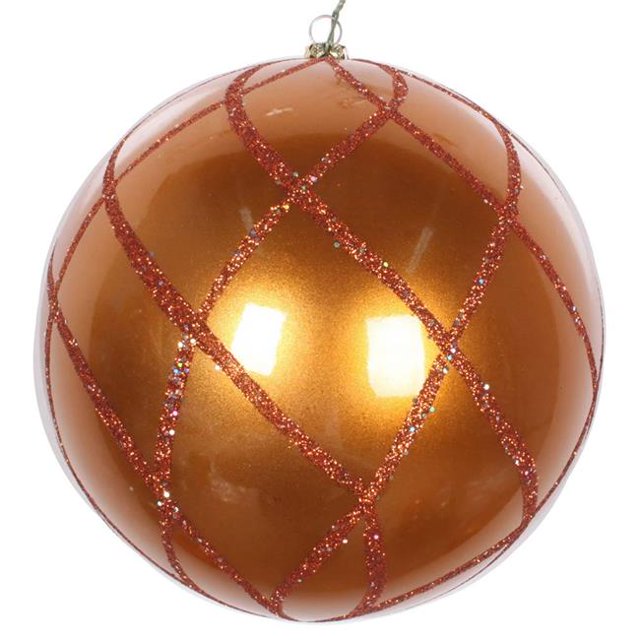 Vickerman MT198288D 6 in. Copper Candy Glitter Net Ornament - 2 per Bag