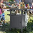thumbnail image 2 of Grill Cart Outdoor with Storage Cabinet, Portable Rolling Patio Bar Cart with Wheels, BBQ Prep Table, Movable Stainless Steel Kitchen Island Dining Cart for Food/Drink/Cooking -Grey, 2 of 17