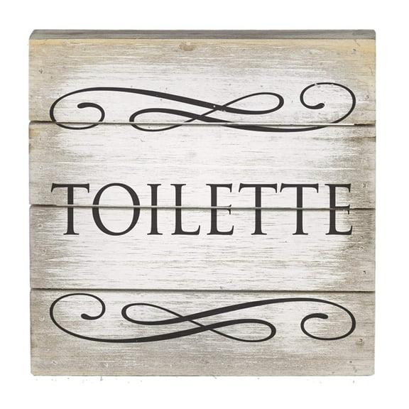 Wall/Door Art - "Toilette" Wood, Pallet Style-6" x 6"