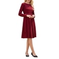 thumbnail image 4 of INSPIRE CHIC Women's Pleated Dress A Line Tie Waist Business Casual Long Sleeve Dresses L Red, 4 of 5