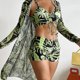 thumbnail image 5 of Traje de baño femenino dividido conjunto de tres piezas cintura alta manga larga ins smock net rojo traje con cordón transfronterizo MFZFUKR BST3003132-1, 5 of 5