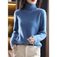 thumbnail image 5 of Suéter de invierno para mujer, 100% liso de Cachemira y visón, jerséis de punto con cuello alto, suéter de manga larga suave y cálido ajustado, 5 of 5