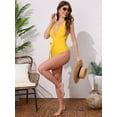 thumbnail image 5 of DARING DIVA Women's Deep V Neck Lace Up Tummy Control Swimwear Large Yellow, 5 of 6