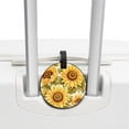 thumbnail image 3 of Sunflower seamless printing 2pcs PU Leather Round Bag Tags with Privacy Cover and Name ID Tag - Suitcase Tags for Travel Luggage, Handbags, Backpacks, School Bags, 3 of 6