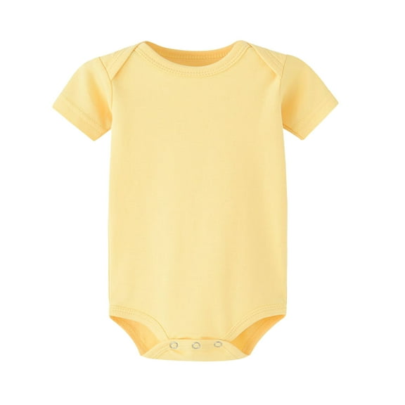 XUELUO Baby Girls Jumpsuits & Rompers Summer Solid Color Cute Soft Crew Neck Short Sleeve Casual Bodysuits Outwear,Yellow,12-18 Months
