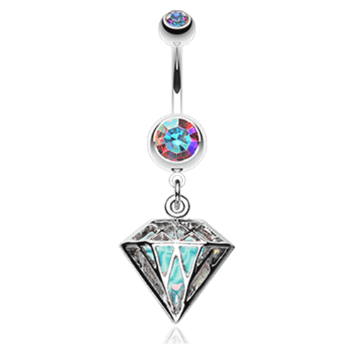 Urban Iridescent Diamond Belly Button Ring