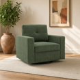 thumbnail image 2 of Swivel Accent Chair, 360-Degree Single Sofa Chair with Point-Tufted Backrest & Square Arms, Mid-Century Modern for Living Room Bedroom, Dark Green, 2 of 13