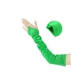 thumbnail image 3 of INSPIRE CHIC Women's Fingerless Sleeves Elbow Long 1920s Satin Gloves with Finger Loop One Size Green, 3 of 6