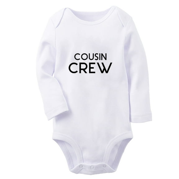 Cousin Crew Funny Rompers, Newborn Baby Unisex Bodysuits, Infant Jumpsuits, Toddler 0-12 Months Kids Long Sleeves Oufits (White, 6-12 Months)