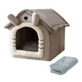 thumbnail image 3 of Tienda de campaña para mascotas pequeñas, cama cueva para gatitos, color gris claro, con cojín extraíble, lavable, cueva para gatos, cama para conejil S, 3 of 8