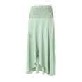 thumbnail image 2 of VISgogo Falda larga ahumada para mujer, falda con abertura de color sólido de cintura alta informal de verano para adultos VISgogo moda, 2 of 9