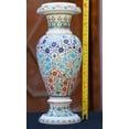thumbnail image 3 of Marble Inlay Flower Vase Decorative Stone Floral Object Pietra Dura Art Taj Mahal Inspired India Home Decor, 3 of 4