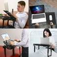 thumbnail image 2 of Moclever Foldable Laptop Table Bed Notebook Desk w/Cooling Fan Mouse Board LED light 4 x USB Ports Breakfast Snacking Tray with Storage Groove For Home Office Use, 2 of 8