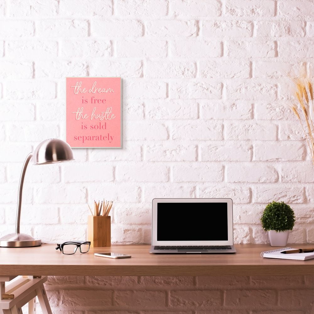 Stupell Industries The Dream Is Free Fashion Modern Pink Textured Word Design Wall Plaque Art by Daphne Polselli