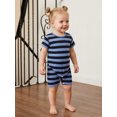 thumbnail image 4 of BemeyourBBs Infant Baby Girl Boy Summer Striped Romper One Piece Outfit Casual Short Sleeve Stripes Print Jumpsuit Shorts Baby Basic Clothes, 4 of 9