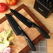 Hecef 15-Piece Kitchen Knife Block Set, Dishwasher Safe Stainless Steel Blades for Cooking and Chopping